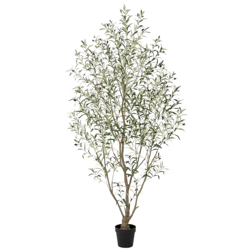 Nafresh Super Full Faux Olive Tree, 8FT Artificial Olive Tree Indoor, Fake Silk Trees with Realistic Leaves and Lifelike Fruits for Indoor Outdoor Living Room Corner Office Bedroom Home Decor - size: 8ft
