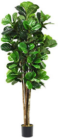 Goplus Fake Fiddle Leaf Fig Tree, 5FT Tall Artificial Tree Greenery Plants in Pots, Decorative Faux Trees for Indoor Home Office - size: 5ft