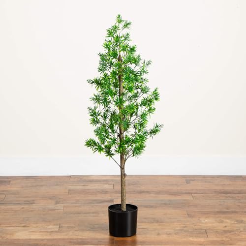 Nearly Natural 4ft UV Artificial Podocarpus Tree Indoor/Outdoor Greenery - Premium Materials, Low Maintenance, Modern Style