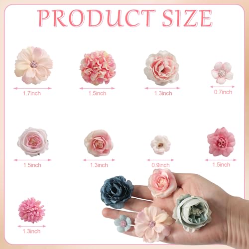 rongflower Faux Flower Heads Mini Multi Color Artificial Flower Heads Fake Peony Daisy Rose Flowers Multicolor Small Silk Daisy Flower Heads for Craft Garland Wedding Party DIY Home Decoration,2-4 cm - color: Multi Color