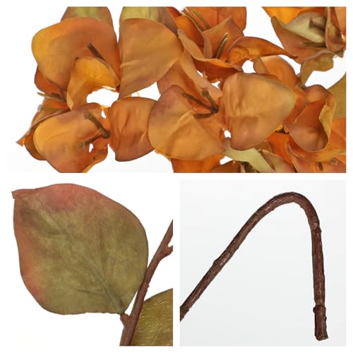 Briful Bougainvillea Artificial Flowers 5 Pack 27.5" Fake Bougainvillea Floral Stems Realistic Silk Bougainvillea Arrangements for Home Weddings Parties Table Vase Centerpiece Decor(Orange) - color: Orange