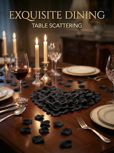 2200 Pcs Artificial Fake Rose Petals,Flower Petals for Romantic Night,Engagement, Party, Wedding, Event Flower Decorations, in Bulk(Black) - color: Black, size: 2200Pcs