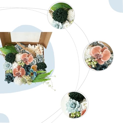 Spring Artificial Flowers Combo, Blue Dahlia, Orchid, Gardenia Bouquet Kit, DIY Floral Arrangement Box for Wedding Centerpieces, Bridal Bouquet, Home Decor - color: Box