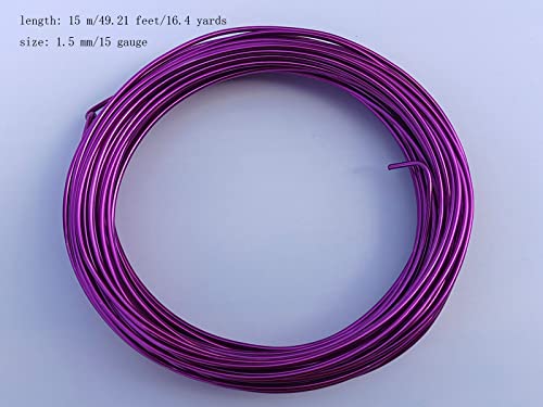 15 Gauge Anodized Aluminum Wire 49 Feet for Jewelry Making Craft DIY（1.5mm,Dark Purple,41511） - color: Dark Purple, size: 15 Gauge