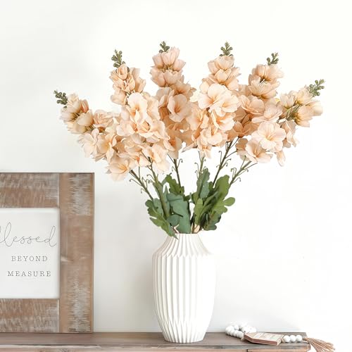 6PCS Gladiolus Artificial Flowers 33.5in Long Stem Fake Silk Flowers Faux Gladiolus for Tall Vases Wedding Home Party Centerpieces Table Decorations Floral Arrangements (Champagne) - color: Champagne