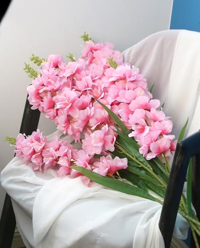 IPOPU 6PCS Delphinium Artificial Flowers 39" Realistic Faux Hyacinth Long Stem Delphinium Silk Flowers for Tall Vase Filling Wedding Centerpieces Home Decor (Pink) - color: Pink