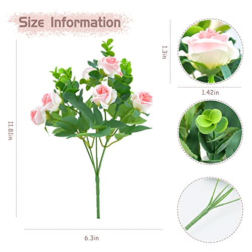 Artificial Flowers Fake Silk Rose for Decoration 33 Heads Small Roses Blooming Faux Flower Bouquet with Stem for DIY Vase Home Wedding Party 3 Pack Pink - color: Pink