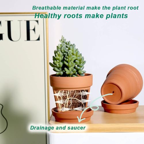 vensovo 3 inch Terracotta Clay Pots for Plants with Saucer - 12 Pack Small Terra Cotta Planter Great for Garden Windowsill Indoor & Outdoor Wedding Favors Gifts - color: Brown