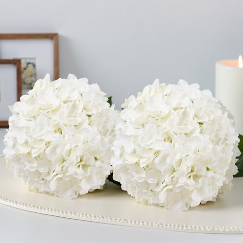 VEVOR Artificial Flowers, 65 pcs Real Looking White Silk Fake Hydrangea Bulk, White Faux Bridal Shower with Stems for DIY Wedding Bouquets, Home Centerpieces Arrangements, Party Tables Decorations - size: 65 PCS