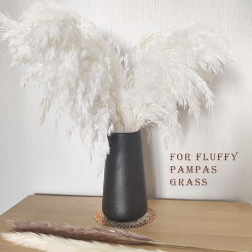 Matte Black Vase - 8" Big Black Ceramic vase for Flower, Simple Vases for Pampas Grass, Minimalist Farmhouse Boho vases for Centerpieces, Home Decor, Bathroom Decor - color: Solid Black, size: Big