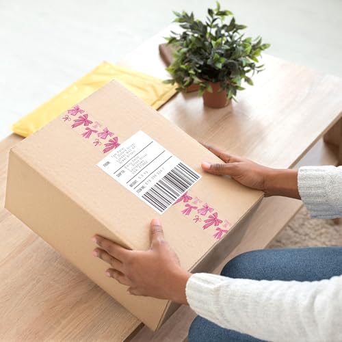 Whaline 100 Yard Cute Pink Bow Packing Tape Sticky Clear Gift Wrapping Tape for Valentine' s Day DIY Crafts Small Business Sealing Boxes Mail Boxes Supplies - style: Pink Coquette Bow