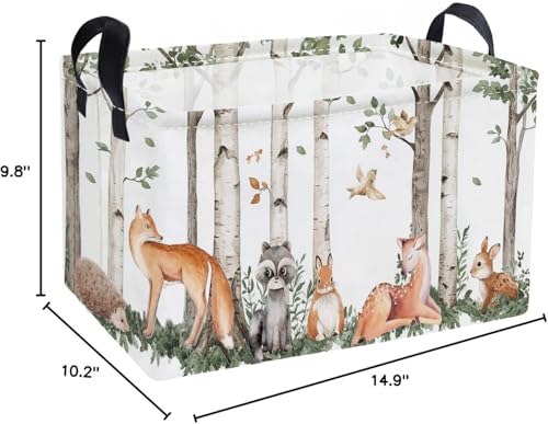 Essme Rectangular Animal Baskets,Kids Storage Box,Cute Basket for Kids with Handles for Room Decor, Book Bins,Shelf Basket.(Tree trunk animals) - color: Tree trunk animals