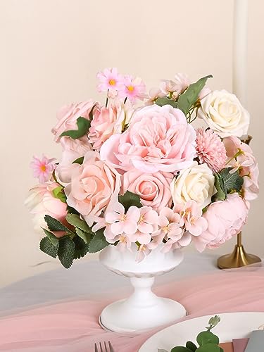 Artificial Flower Pink Peony Rose, Silk Peonies Faux Flowers for DIY Wedding Bouquet Bridal Shower Cake Flower - color: Blush Pink Peony