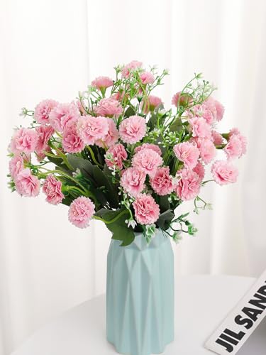 5 Forks 20 Artificial Flower Small Lilac Bouquet Fake Flowers,Pink - color: Pink