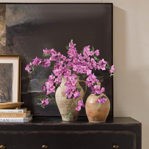 Purple Faux Bougainvillea 8 PCS Realistic Artificial Bougainvillea 29.9" Silk Flowers Long Stem Flowers for Tall Vase Home Wedding Centerepieces Decor (Purple) - color: Purple
