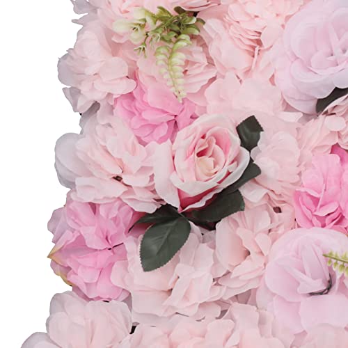 TemoGoda 12Pcs Flower Wall Panel Artificial Flower Wall Backdrop, 24" x 16" Silk Fabric Floral Wall Mat Pink Rose Wall Backdrop For Photo Background Party Wedding Decor - color: 12pcs B type Light pink