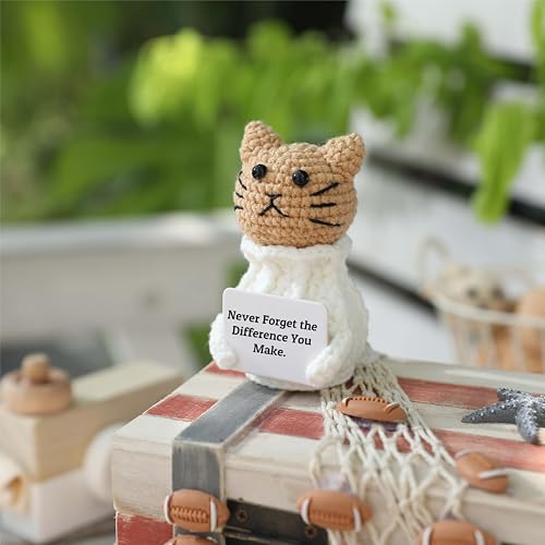 YOOJEE Positive Crochet Animals Cat – “Never Forget the Difference You Make” - color: Cat-Never Forget the Difference You Make