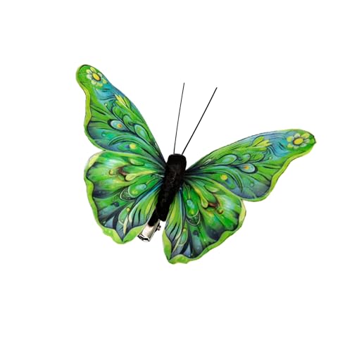 Cartanfill-Decorative 3D Butterfly Clips, Green Feather Design, Set of 12, Party and Christmas Tree Ornaments - color: F Clip