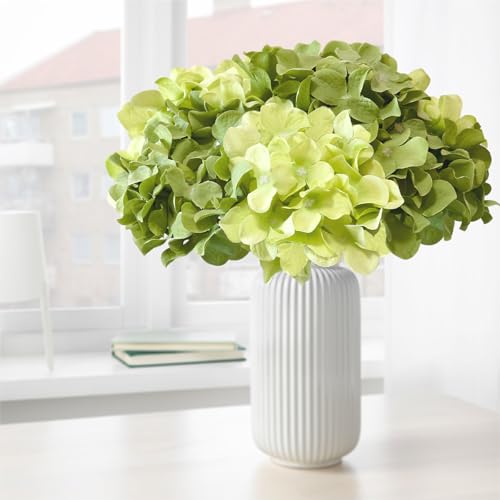 Hydrangea Artificial Flowers, 20 Pcs Green Hydrangea Artificial Flowers Bulk, Faux Hydrangea Flowers for Outdoor, Fake Silk Hydrangea Flowers with Stems for Wedding Decoration Decor - color: Green Mix, size: 20 Pcs