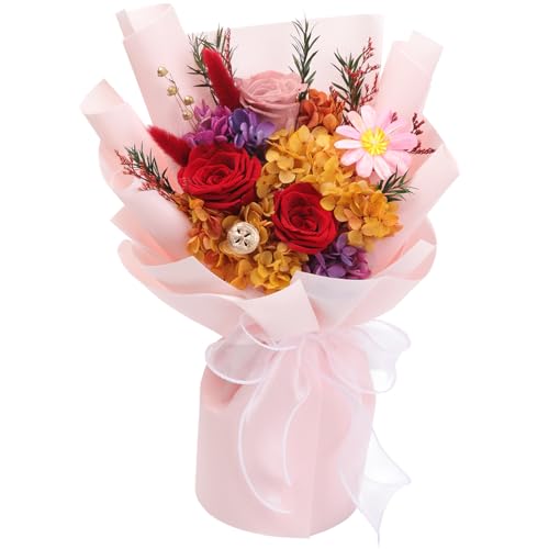 Lovenfold Flowers for Delivery,Preserved Flowers Bouquets,Red Rose Bouquets that Last 1-3 Years,Birthday Flowers Gifts for Women Mom Grandma Wife Friends - color: Red