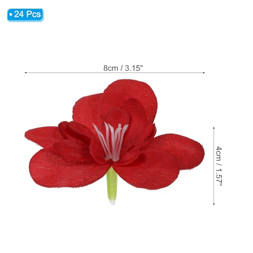 PATIKIL Artificial Orchid Petals, 24Pcs Faux Orchid Flower Head Fake Butterfly Flowers Crafts for Home Wedding Decoration, Red - color: Red