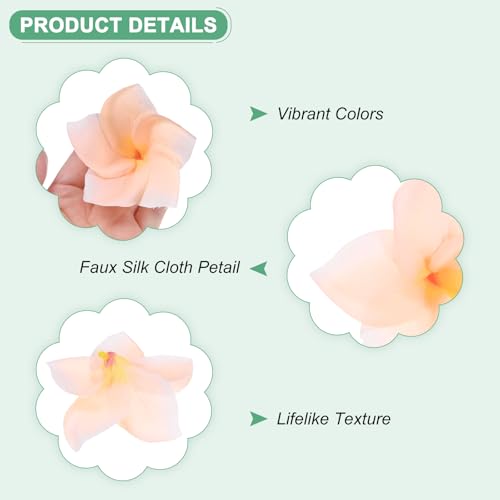 M METERXITY 10-Pack Artificial Plumeria Flowers, Fake Silk Heads Flower Hawaiian Plumeria Petal for DIY Crafts/Dress/Wedding/Party Decoration [Champagne, 3.9"/ 10cm] - color: Champagne