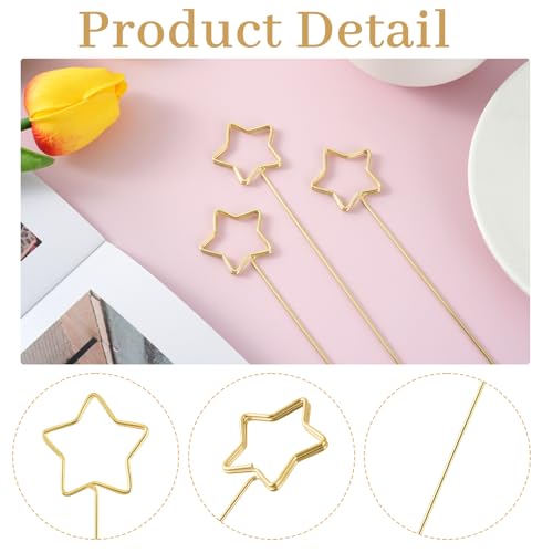 30-Pack Floral Picks Flower Bouquet Decoration Picks - 13 Inch Metal Sticks for Floral Arrangements, Wedding, Party & Craft Decor, Spiral Design (Golden Star) - color: Golden star