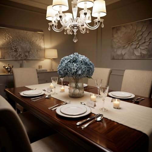 2Bouquets Artificial Fake Flowers Plants Silk Hydrangea Arrangements Wedding Bouquets Decorations Plastic Floral Home Kitchen Garden Party Festival Bar DIY (Gray Blue) - color: Gray Blue