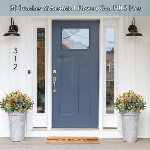 NETAP Outdoor Artificial Flowers UV Resistant, 20 Bundles Fake Realistic Floral Greenery Plants for Outside Porch, Window Boxes, Garden, Yard, Inside Home Table Decor, MixColorB - color: Mixcolorb