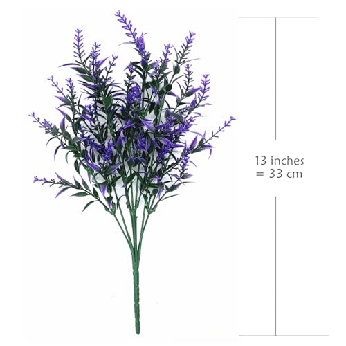 CATTREE Artificial Plants, Plastic Lavender Flowers Fake Plant Simulation Greenery Faux Shrubs Leaves Bushes for Outdoor Indoor Home Garden Office Yard Wedding Decoration Planting Filler Purple 8 Pack - color: Lavender Flowers - Purple 8 Pcs