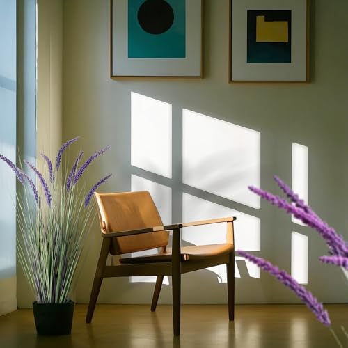 KOL 4ft 2-Pack Artificial Veronica Horsetail Reed Grass – 47in Tall Faux Purple Grass Plants in Pots, UV Resistant Fake Greenery for Indoor Outdoor Home, Office, Patio & Wedding Décor - size: 4FT-2PCS