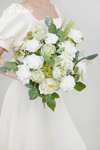 Artificial Flower Combination Box Set Artificial Flower Loose Leaves and Stems DIY Wedding Center Bouquet Bride Wedding Baby Shower（White） - color: White