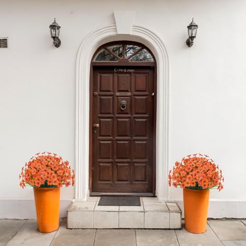 21 Bundles Outdoor Artificial Flowers UV Resistant Fake Silk Flowers No Fade Faux Plastic Plants Garden Porch Window Box Decoration(Orange) - color: Orange