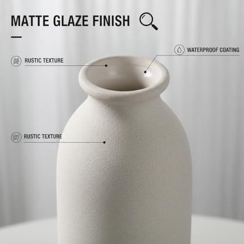CEMABT White Ceramic vase Set-3 Flower vases for Decor,Modern Boho Farmhouse Home Decor,Decorative vase for Pampas Grass&Dried Flowers,idea Shelf,Table,Bookshelf - color: 3set-tall White