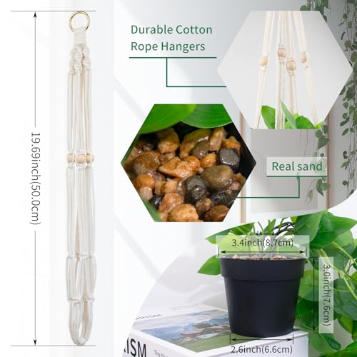 Fake Pothos in Rope - Hanging Pot, Artificial Pothos Plants for Home Decor Indoor Macrame Plant Hanger with Faux Vine Hanging Planter Greenery for Bedroom Bathroom Kitchen Office Decor - color: Bohemian Hanging Pothos