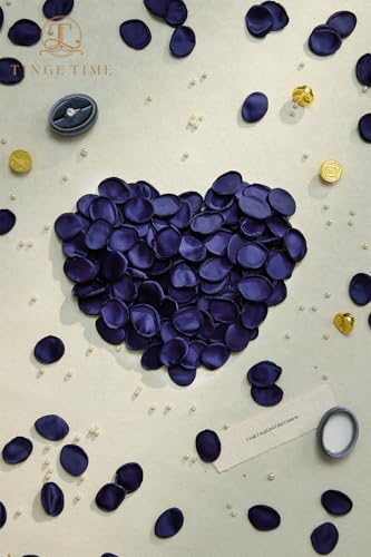 TINGE TIME 200pcs Silk Rose Petals Navy Blue Flower Petals for Wedding, Flower Girl Basket, Aisle Runner, Romantic Dinner Centerpieces, Proposal, Party Confetti - color: Navyblue
