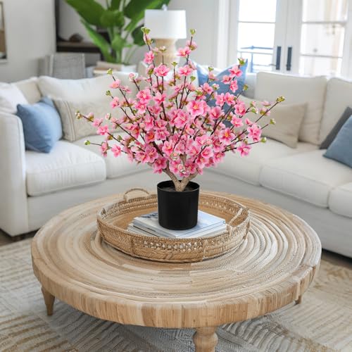 GnFlus 21.6" Artificial Cherry Blossom Tree, Pink Fake Cherry Blossoms Flowers Arrangement Realistic Faux Flowers in Pot for Home Office Desk Table Centerpiece Wedding Decor - color: Pink, size: 21.6 inch