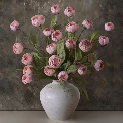 VIERENA 6 Pcs Faux Silk Peony Artificial Flowers for Vase -27", Bulk Fake Peonies Branches with Stems for DIY Bouquet Centerpieces Wedding Fillers Arrangements Shower Decorations (Blush Pink) - color: Blush Pink