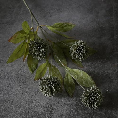 VIERENA 12 Pcs Faux Silk Pompon Mum Artificial Flowers for Vase -27", Bulk Fake Chrysanth Branches with Stems for DIY Bouquet Centerpieces Wedding Fillers Arrangements Shower Decorations (Dark Gray) - color: Dark Gray