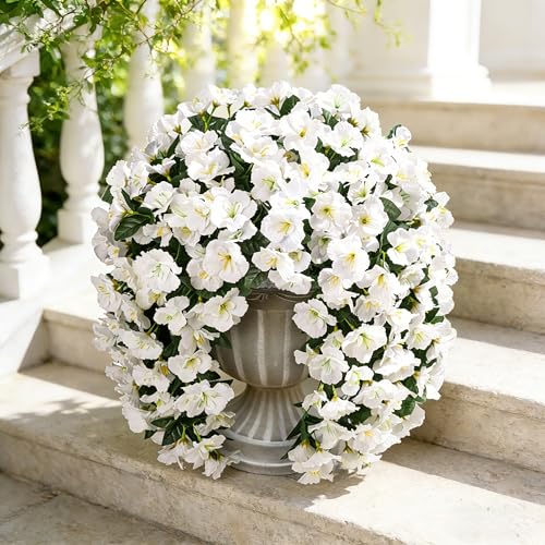 Ivydale Hibiscus Artificial Fake Hanging Flowers Plants for Outdoor Spring Decoration, 2PCS UV Resistant Faux Hibiscus Silk Flowers Realistic Look Real for Planters Outside Porch Patio Yard, White - color: A-white, size: 2pcs