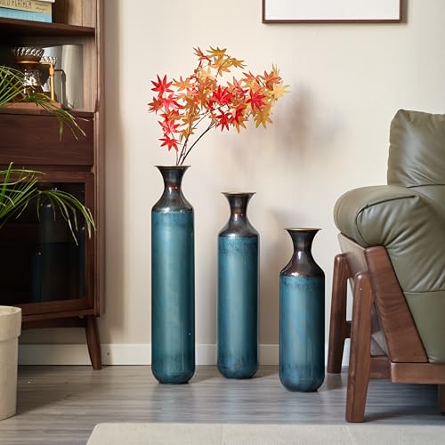Floor Vase Set of 3, 28.4/24.4/20.4in Aqua Blue Tall Vases, Modern Decor Large Standing Vases for Living Room, Hallway, Office, Kitchen & Farmhouse Decoration - color: Floor Vases Aqua Blue