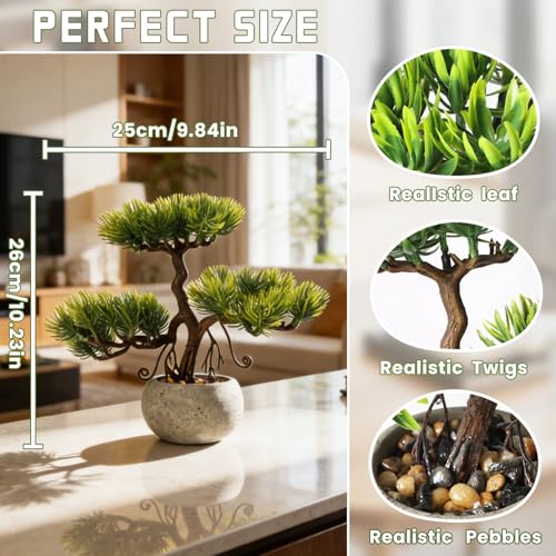 TOARTi Artificial Bonsai Tree Potted Plant with Pot, 10" Tall Small Fake Potted Faux Plant Desk Decor, Realistic Decorative Plants Indoor Shelf Decor for for Home Bedroom Bathroom Office Desk - color: Bonsai Tree -Small 10''