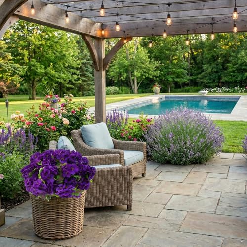 lovemoon 8 Pcs Artificial Geranium Plant Realistic Silk Flowers for Outside UV Resistant Faux Geraniums Flowers for Indoor Outdoor Home Garden Office Decoration (8, Purple) - color: Purple