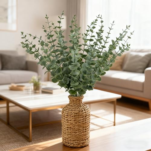 25Pcs Artificial Eucalyptus Stems, Realistic Fake Eucalyptus Branches for Home Decor, Wedding Centerpiece, Christmas Table Decoration, Centerpiece Greenery Arrangement