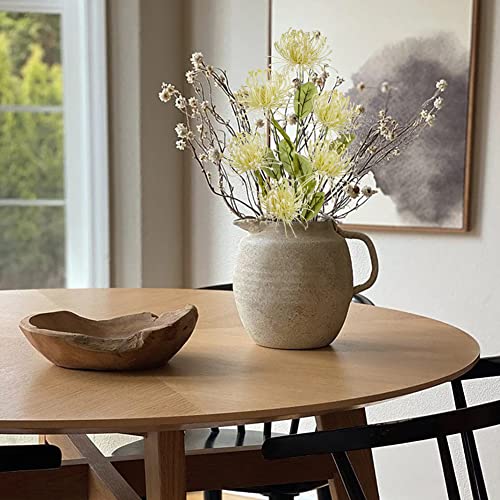 Hollyone 33" White Artificial Mums Flowers Chrysanthemum Flowers 2Pcs Fake Spider Mum Flower Arrangement Spring Summer Faux Pincushion Flower with 3 Heads Long Stem Bouquet Table Home Decor - color: White
