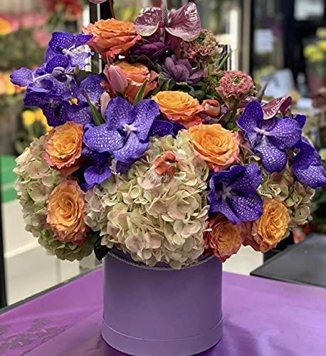 UNIKPACKAGING Premium Quality Round Flower Box, Gift Boxes for Luxury Flower and Gift Arrangements, Set of 3 pcs (Lavender) - color: Lavender
