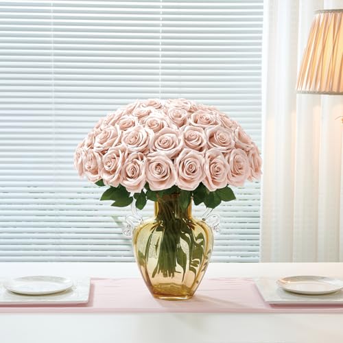100 Pcs Artificial Roses Bulk Silk Blush Roses Pink Roses for Wedding Centerpieces Bridal Bouquet Mohter's Day Valentine's Day Home Decor - color: Blush