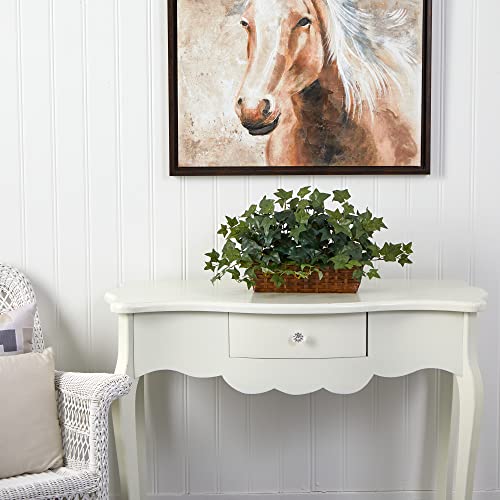 Nearly Natural 12.5in. Puff Ivy with Ledge Basket Silk Plants, Green,20.5'' x 6'' x 12''