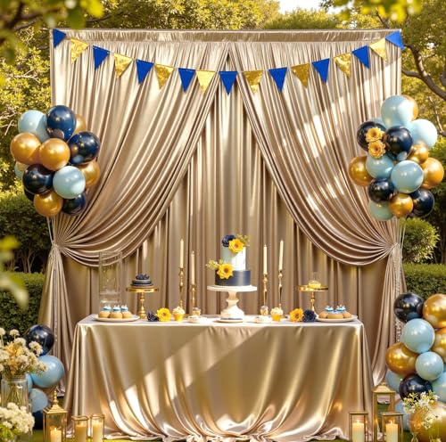 10ftx10ft Champagne Sequin Backdrop Curtain for Parties, Wrinkle Free Thick Glitter Sparkle Photo Backdrop Drapes 2 Panels 5x10FT Shimmer Back Drop Cloth for Wedding Birthday Photography Background - color: Champagne, size: 5'W×10'H _2 Panels
