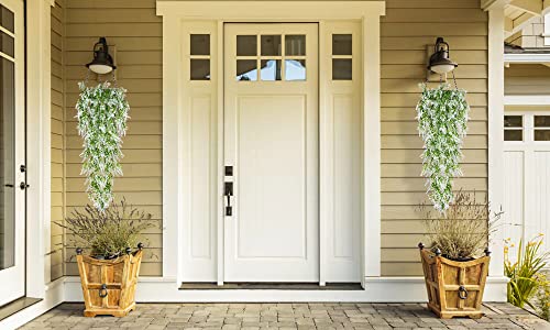 RECUTMS Artificial Hanging Lavender Plants, 4 PCS 29 Inch, Easy Care | UV Resistant,Plastic,Trailing Greenery Garland,Home,Room,Garden,Wedding,Front Porch,Patio,Farmhouse,Indoor Outdoor Decor - color: White